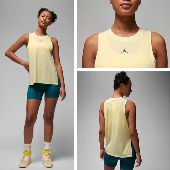 NWT JORDAN Sport Women's Diamond Tank Top Size Medium Citron Tint / Black - Picture 1 of 7
